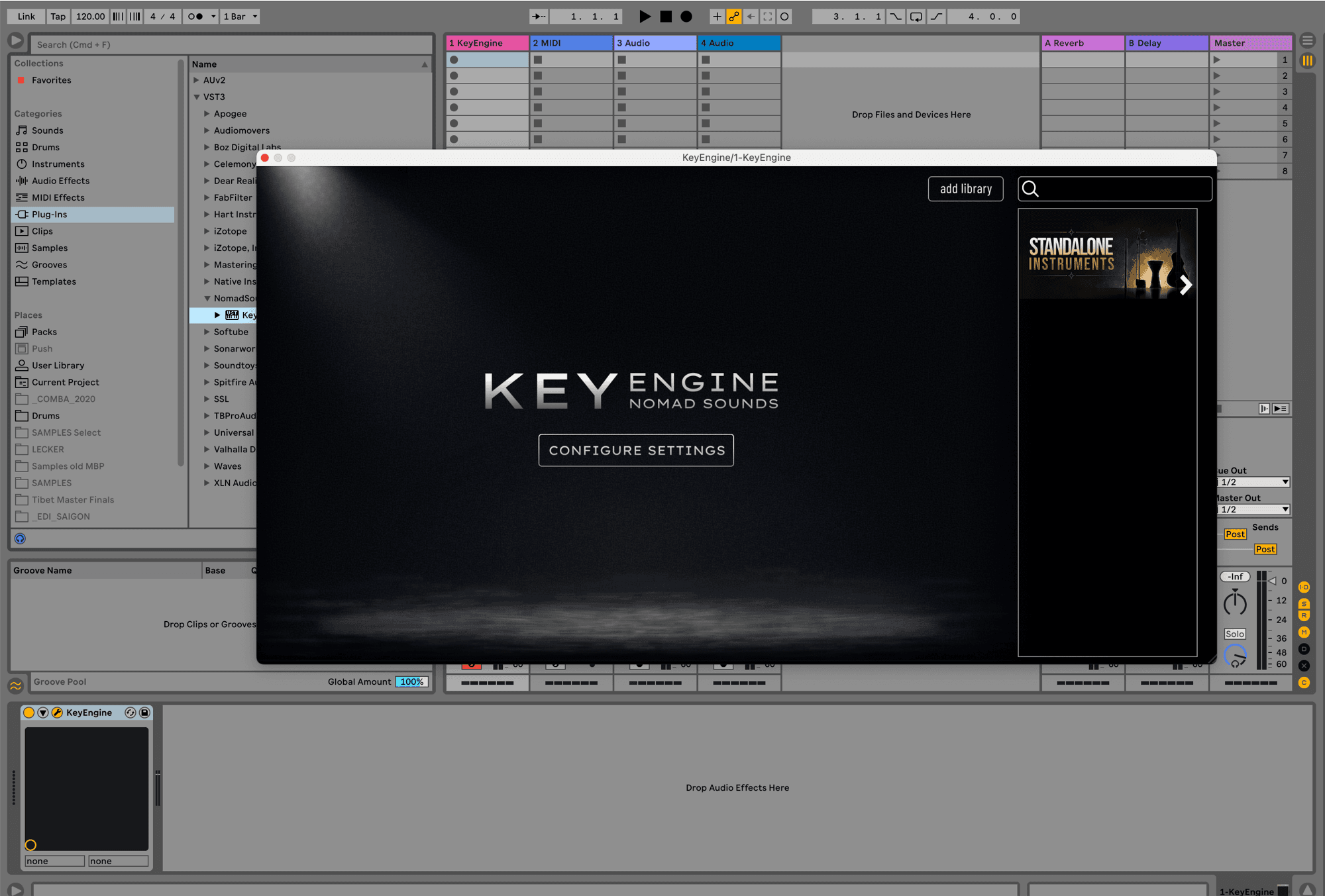 KeyEngine settings panel